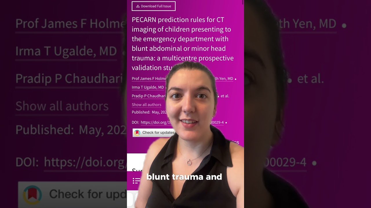 PECARN prediction rules for CT of children presenting to the ED with abdominal or head trauma