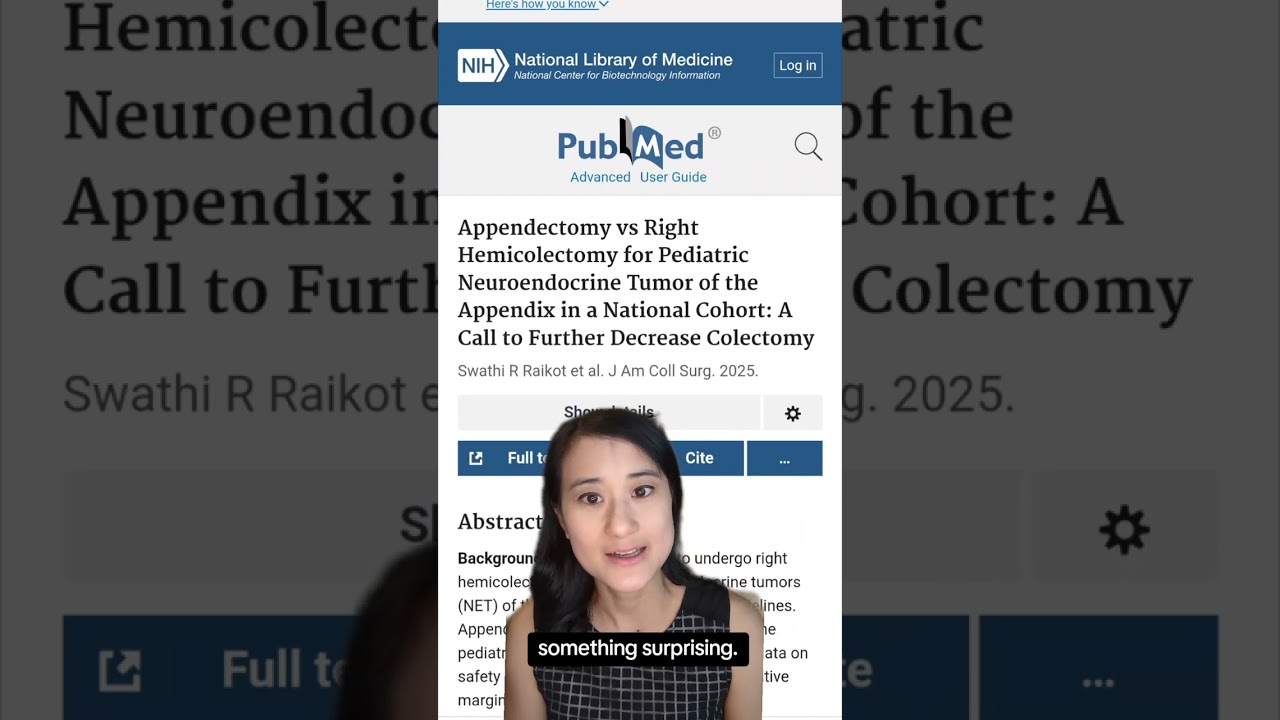 “Appendectomy vs Right Hemicolectomy for Ped Neuroendocrine Tumor of the Appendix...